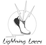 Lightning Laces logo: running shoe shooting lightning bolts
